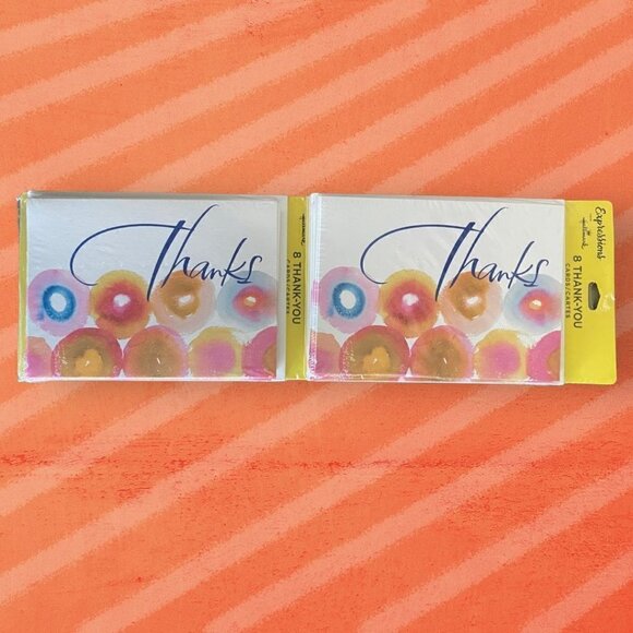 Hallmark Expressions Thank You Cards Blank 2 Pack 16  - "Thanks" Floral NEW - Picture 3 of 5